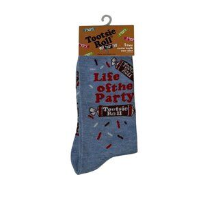 Tootsie Roll Life of the Party Blue Novelty Crew Socks Candy Theme One Size